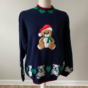Navy Teddy Bear Holiday Crewneck Sweater
